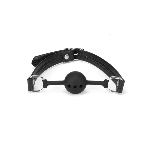 LIEBE SEELE Black Bond: Breathable Silicone Ball Gag with Leather Straps