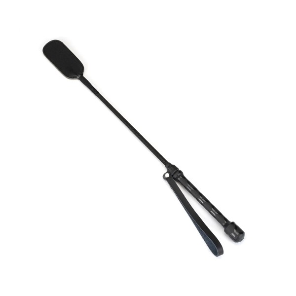 LIEBE SEELE Black Bond: Leather Riding Crop with Wide Tip